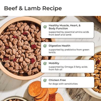 Show full view: Variety Pack - Freshpet Vital Beef & Lamb, 5.5-lb bag, 2 count + Fresh Cuts Chicken Recipe Fresh Dog Food, 4.5-lb bag, 2 count slide 5 of 9