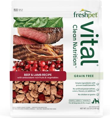 Show full view: Variety Pack - Freshpet Vital Beef & Lamb, 5.5-lb bag, 2 count + Fresh Cuts Chicken Recipe Fresh Dog Food, 4.5-lb bag, 2 count slide 3 of 9
