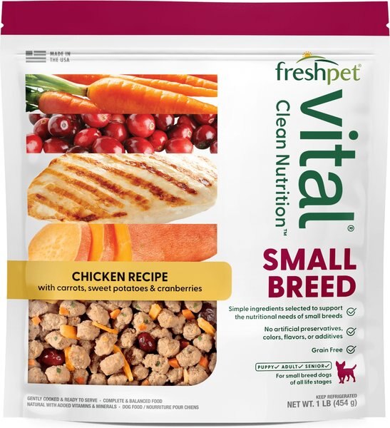 Freshpet Vital Chicken Recipe Grain-Free Small Breed Fresh Dog Food, 1-lb bag, case of 6