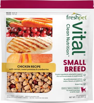 Show full view: Freshpet Vital Chicken Recipe Grain-Free Small Breed Fresh Dog Food, 1-lb bag, case of 6 slide 3 of 10