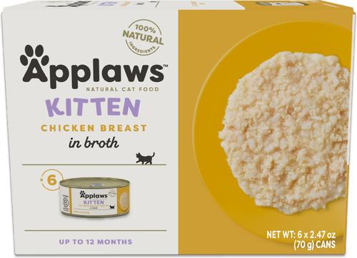 Show full view: Applaws Chicken Breast in Broth Wet Food, 2.47-oz can, case of 6 + Complete Chicken Recipe for Kittens Dry Cat Food, 4-lb bag, 1 count slide 2 of 9