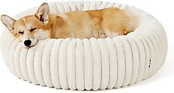 Bedsure Donut Bolster Dog Bed with Removable Cover, Cream, Medium