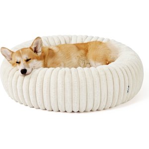 Bedsure Donut Bolster Dog Bed with Removable Cover, Cream, Medium