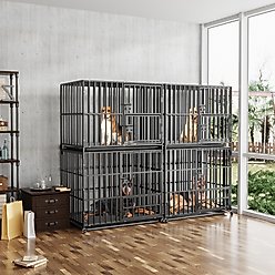 BingoPaw Heavy Duty Stackable Metal Dog Kennel, Black, Large slide 2 of 9