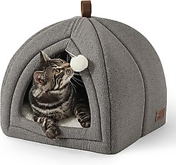Bedsure 2 in 1 Cave Cat Bed, Grey, Medium