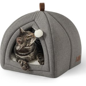 Bedsure 2 in 1 Cave Cat Bed, Grey, Medium