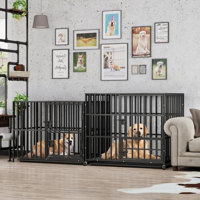 Show full view: BingoPaw Heavy Duty Stackable Metal Dog Kennel, Black, Large slide 4 of 11