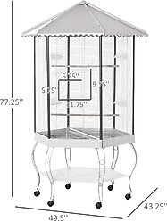 PawHut 77-in Aviary Bird Cage, White slide 2 of 9