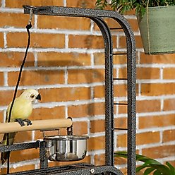 PawHut 27.2-in Wooden Parrot Bird Stand with Toy, Gray slide 2 of 9