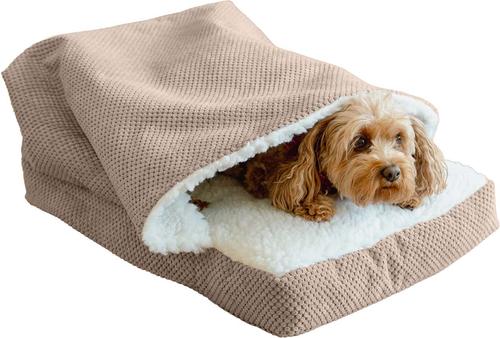 Show full view: Snoozer Pet Products Rectangle Cozy Cave Covered Dog & Cat Bed with Removable Cover, Marmot Taupe, Medium slide 2 of 4