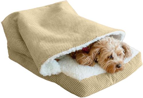 Show full view: Snoozer Pet Products Rectangle Cozy Cave Covered Dog & Cat Bed with Removable Cover, Marmot Sand, Small slide 2 of 4