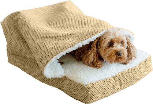 Show full view: Snoozer Pet Products Rectangle Cozy Cave Covered Dog & Cat Bed with Removable Cover, Marmot Sand, Large slide 2 of 4