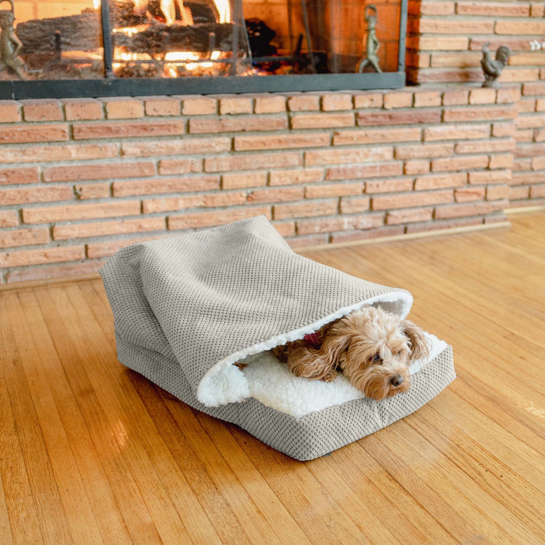Snoozer Pet Products Rectangle Cozy Cave Covered Dog & Cat Bed with Removable Cover, Marmot Storm, Medium