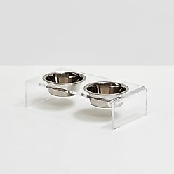 Hiddin Small Clear Double Dog Bowl, Silver, 1.5-cup slide 2 of 8