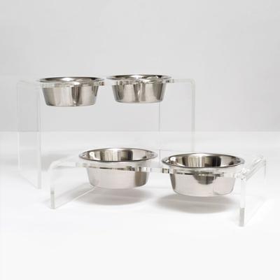Show full view: Hiddin Small Clear Double Dog Bowl, Silver, 3.5-cup slide 2 of 8