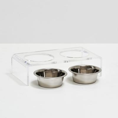 Show full view: Hiddin Small Clear Double Dog Bowl, Silver, 3.5-cup slide 7 of 8
