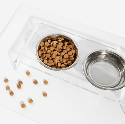 Show full view: Hiddin Small Clear Double Dog Bowl, Silver, 3.5-cup slide 3 of 8