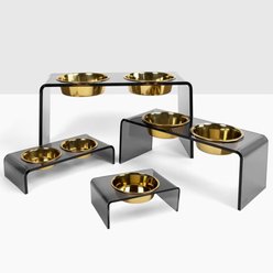 Hiddin Tall Smoke Grey Elevated Dog Bowl Feeder, Gold, 6.5-cup slide 2 of 8