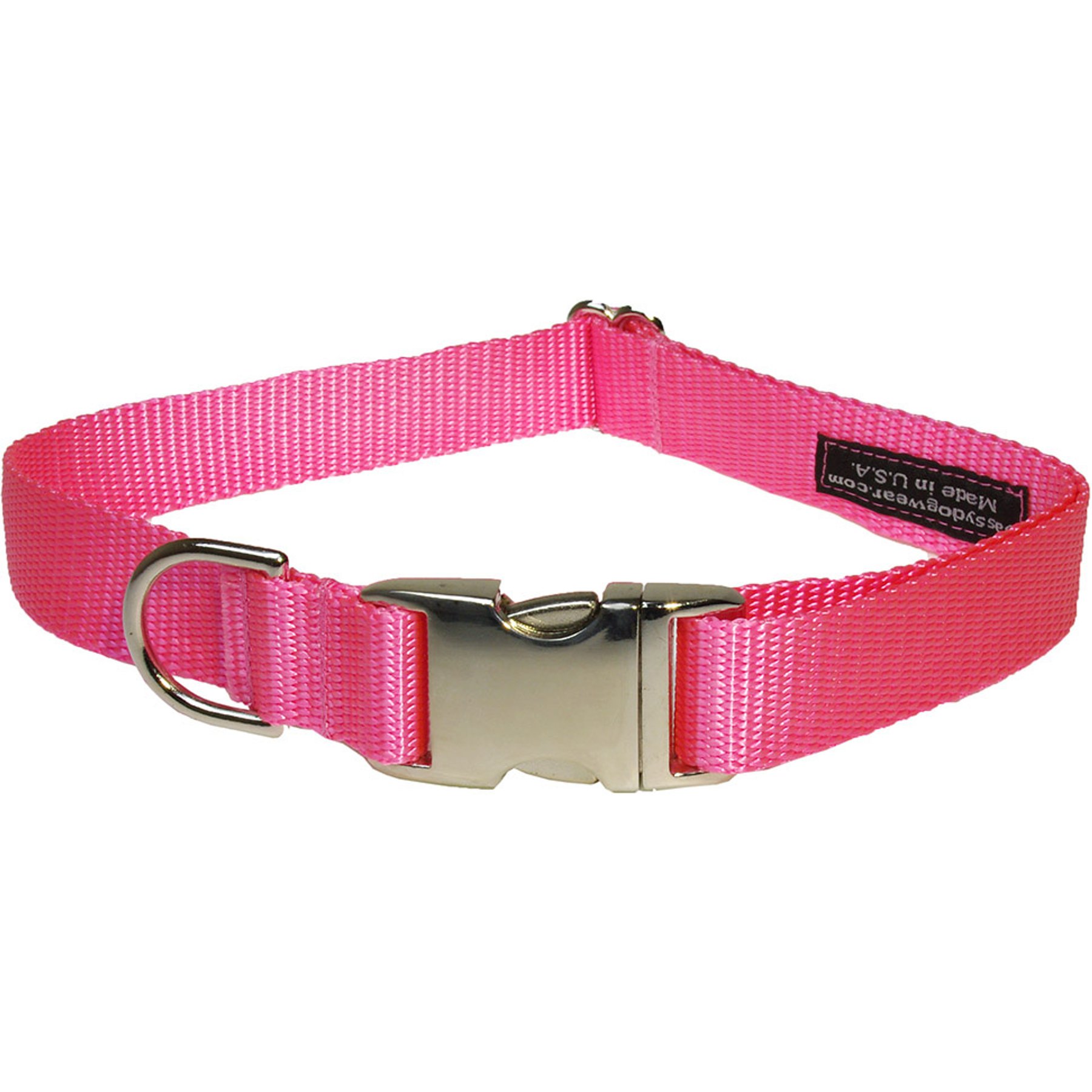 Sassy Dog Wear Aluminum Buckles Dog Collar, Pink, Large: 1-in wide, Adjusts 18-28-in