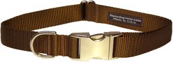 Sassy Dog Wear Aluminum Buckles Dog Collar, Brown, Small: 5/8-in wide, Adjusts 10-14-in