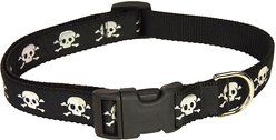 Sassy Dog Wear Reflective Skull Dog Collar, Black, X-Small: 1/2-in wide, Adjusts 6-12-in