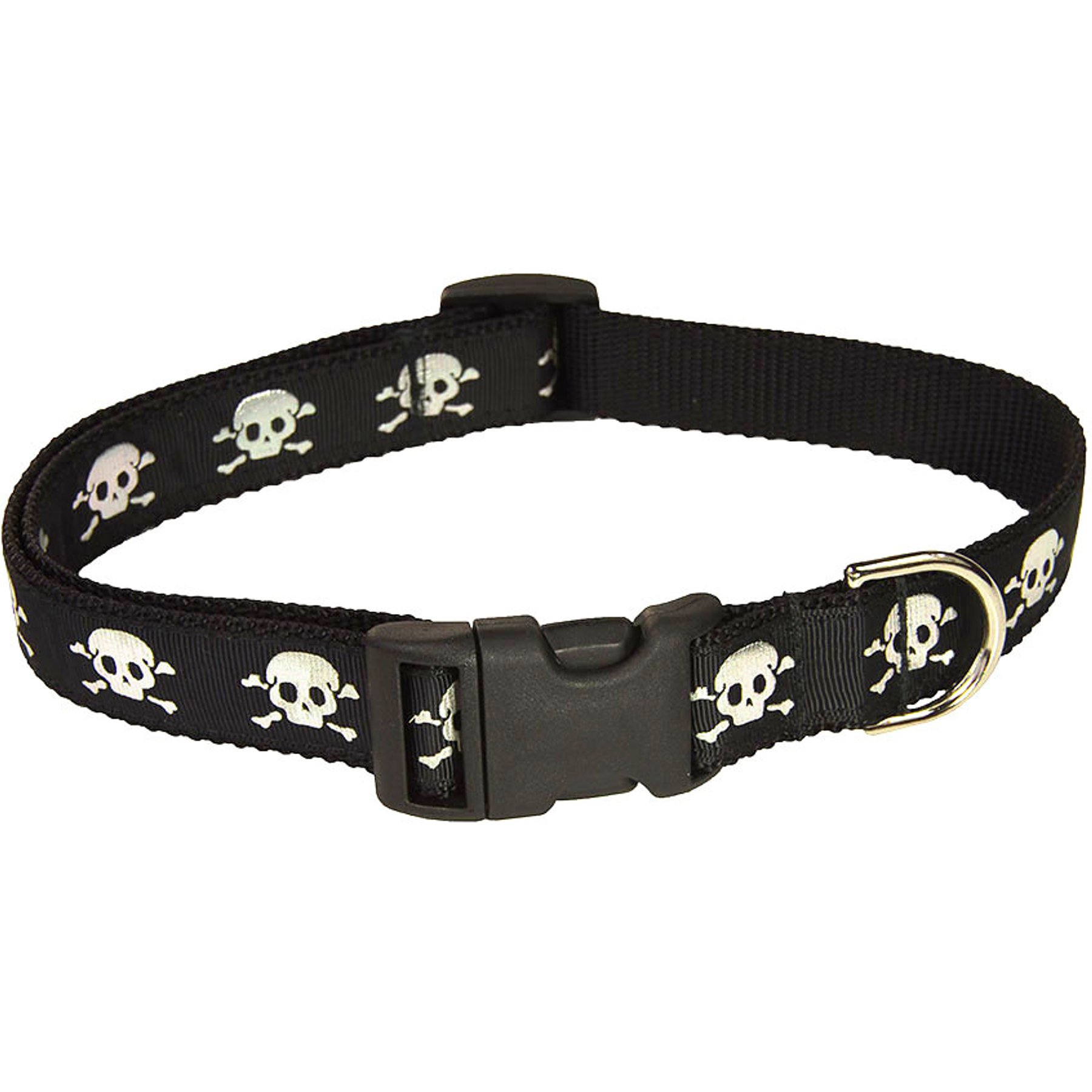 Sassy Dog Wear Reflective Skull Dog Collar, Black, X-Small: 1/2-in wide, Adjusts 6-12-in