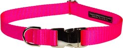 Sassy Dog Wear Neon Aluminum Buckles Dog Collar, Pink, Small: 5/8-in wide, Adjusts 10-14-in