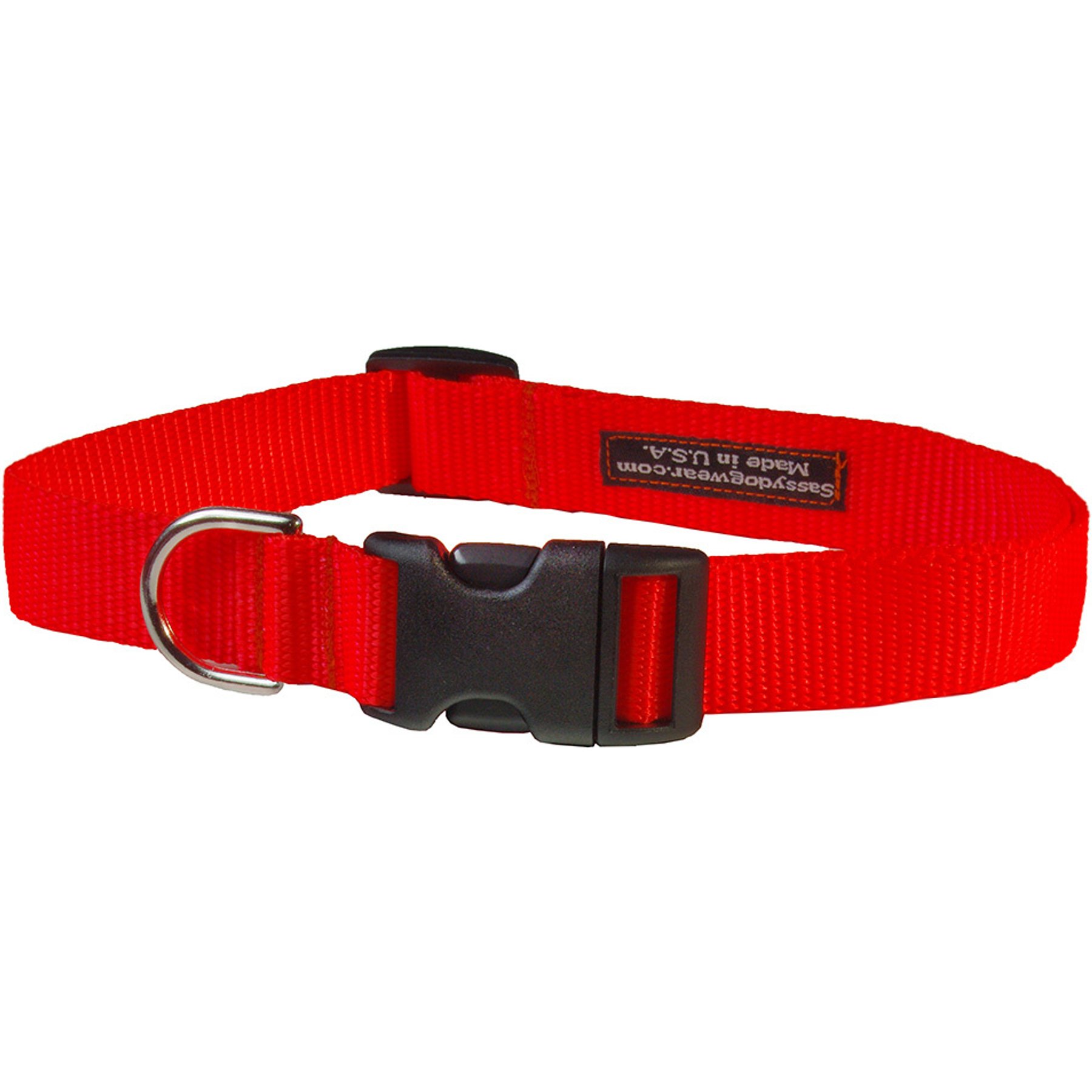 Sassy Dog Wear Neon Nylon Webbing Dog Collar, Orange, Small: 5/8-in wide, Adjusts 10-14-in