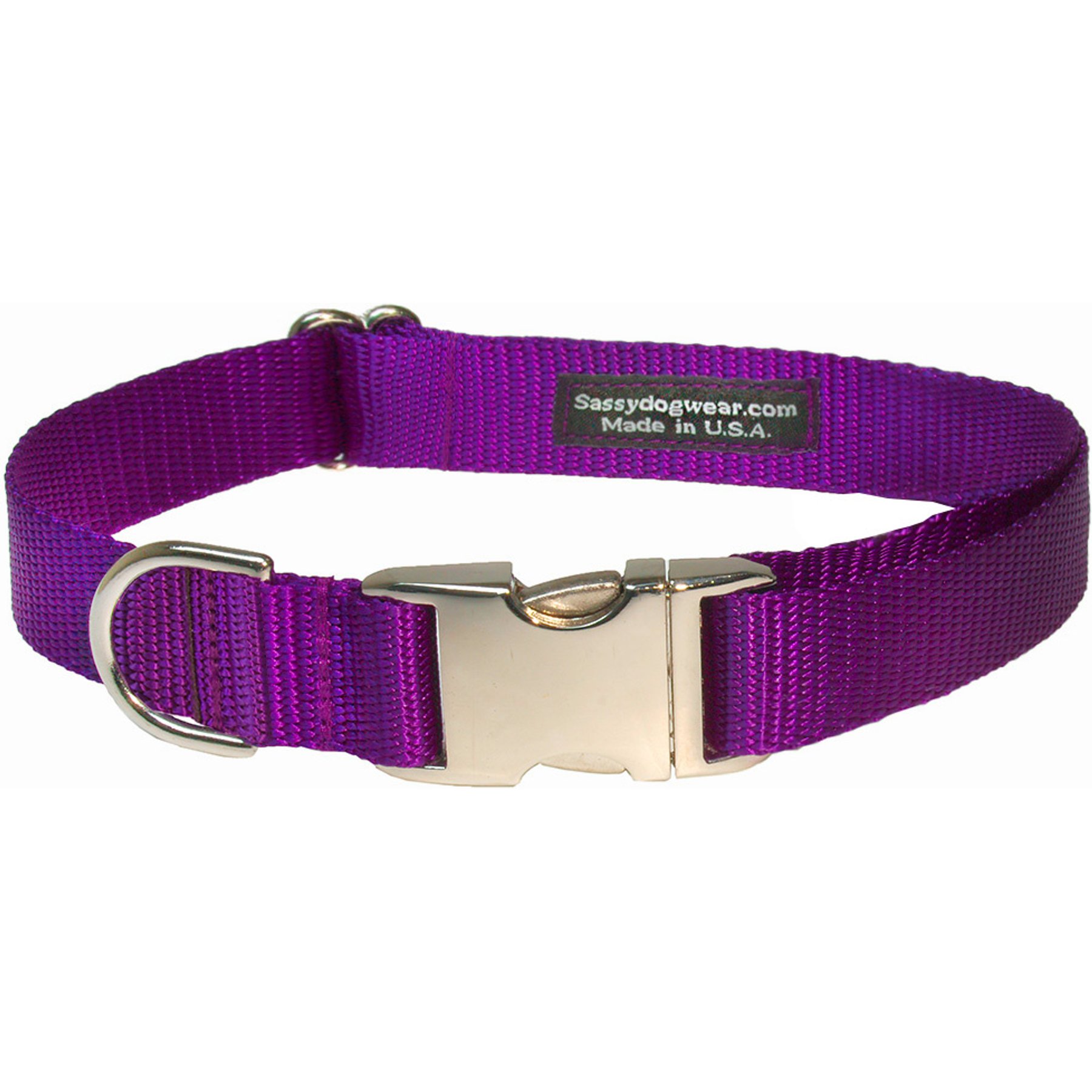 Sassy Dog Wear Aluminum Buckles Dog Collar, Purple, Small: 5/8-in wide, Adjusts 10-14-in