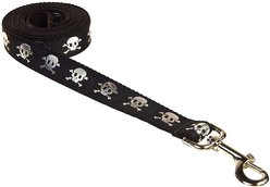 Sassy Dog Wear Reflective Skull Dog Leash, Black, X-Small: 1/2-in wide, 4-ft long