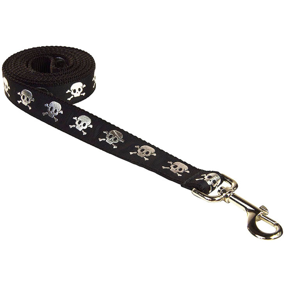 Sassy Dog Wear Reflective Skull Dog Leash, Black, X-Small: 1/2-in wide, 4-ft long