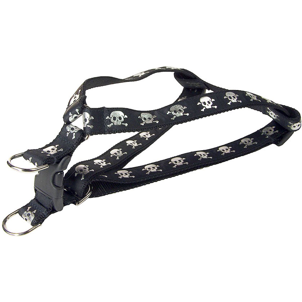 Sassy Dog Wear Reflective Skull Dog Harness, Black, X-Small: 1/2-in wide, Adjusts 8 -16-in