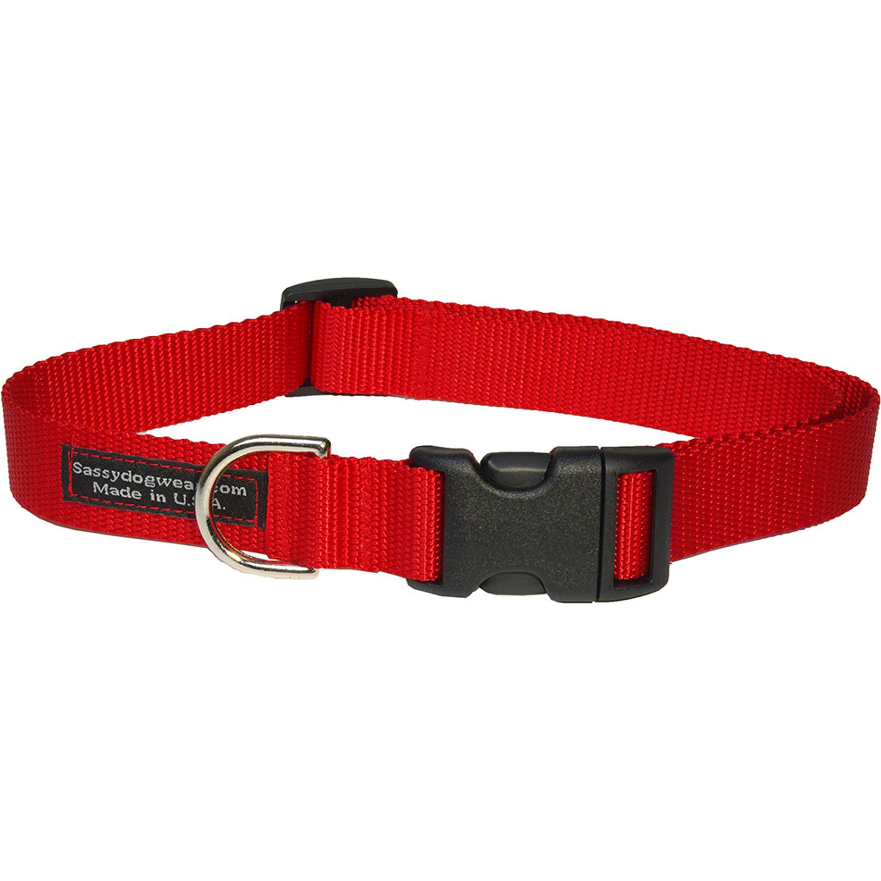 Sassy Dog Wear Nylon Webbing Dog Collar, Red, Small: 5/8-in wide, Adjusts 10-14-in