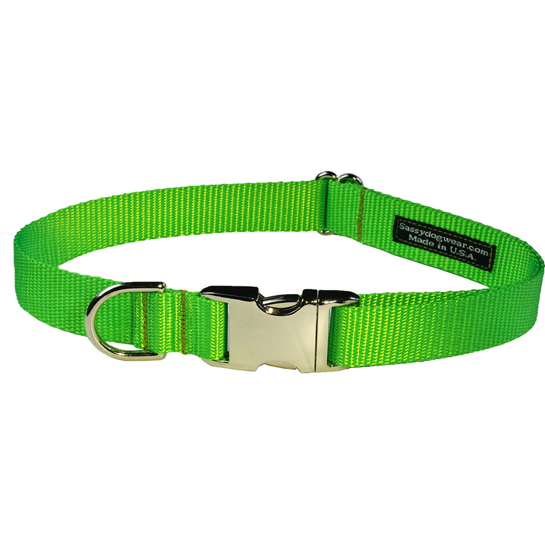 Sassy Dog Wear Neon Aluminum Buckles Dog Collar, Green, Small: 5/8-in wide, Adjusts 10-14-in