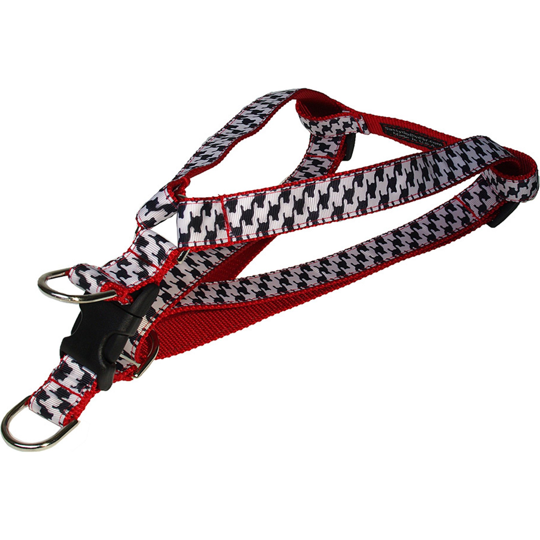 Sassy Dog Wear Houndstooth Dog Harness, Black/White, X-Small: 1/2-in wide, Adjusts 8-16-in