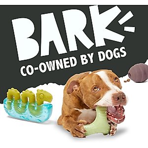 BARK Hambone 2-in-1 Plush Exterior with Hard Core Tough Treat Dispensing Dog Chew Toy, Pink