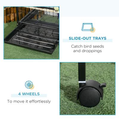Show full view: PawHut Portable Bird Play Stand with Wheels, 20.25 x 19.75 x 55-in, Black slide 6 of 9
