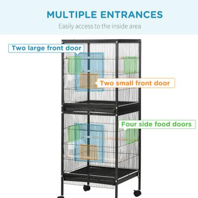 Show full view: PawHut Portable Bird Play Stand with Wheels, 20.25 x 19.75 x 55-in, Black slide 5 of 9