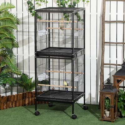 Show full view: PawHut Portable Bird Play Stand with Wheels, 20.25 x 19.75 x 55-in, Black slide 2 of 9