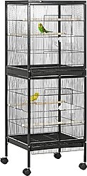PawHut Portable Bird Play Stand with Wheels, 20.25 x 19.75 x 55-in, Black