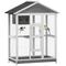 Show in main carousel: PawHut Indoor & Outdoor Wooden Bird Cage with Slide-Out Tray, Gray, 50 x 28.75 x 64.5-in slide 1 of 9