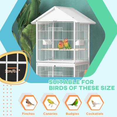 Show full view: PawHut Covered Canopy Portable Bird Cage with Storage, White, 28.25 x 28.25 x 67-in slide 6 of 9