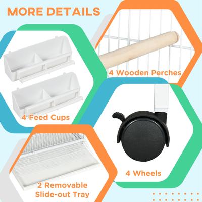 Show full view: PawHut Covered Canopy Portable Bird Cage with Storage, White, 28.25 x 28.25 x 67-in slide 4 of 9