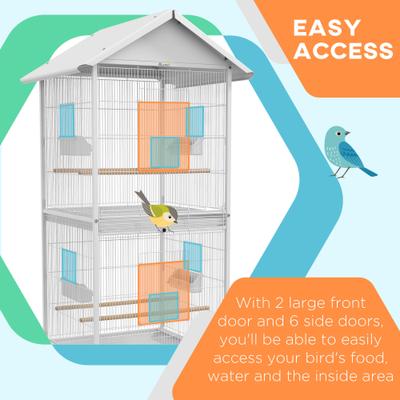 Show full view: PawHut Covered Canopy Portable Bird Cage with Storage, White, 28.25 x 28.25 x 67-in slide 5 of 9