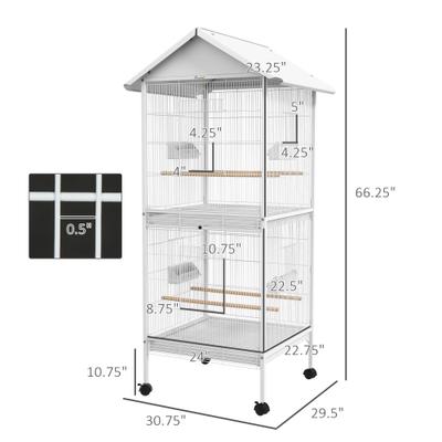 Show full view: PawHut Covered Canopy Portable Bird Cage with Storage, White, 28.25 x 28.25 x 67-in slide 3 of 9
