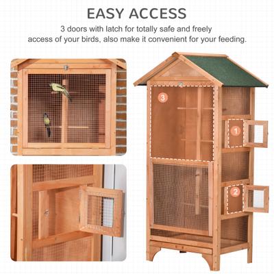 Show full view: PawHut Wooden Outdoor Bird Cage with Removable Bottom Tray, 31.75 x 22.5 x 60.25-in slide 6 of 9