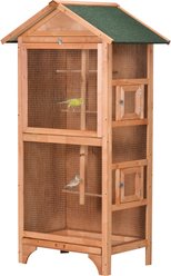 PawHut Wooden Outdoor Bird Cage with Removable Bottom Tray, 31.75 x 22.5 x 60.25-in