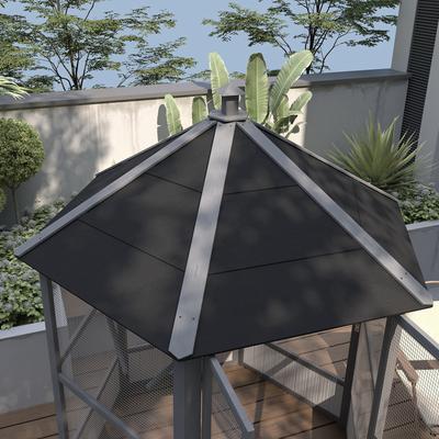 Show full view: PawHut Large Wooden Hexagonal Outdoor Aviary Flight Bird Cage with Covered Roof, Light Gray, 59 x 59 x 69.75-in slide 8 of 9