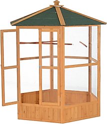 PawHut Large Bird Cage Aviary with Handle & Wheels, Brown, 59 x 59 x 69.75-in slide 2 of 9