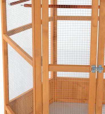 Show full view: PawHut Large Bird Cage Aviary with Handle & Wheels, Brown, 59 x 59 x 69.75-in slide 7 of 9